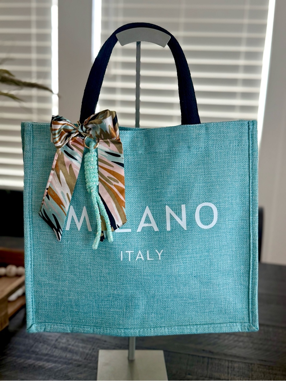 Milano Tote Bag with Scarf Accent & keychain
